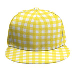 Yellow And White Check Pattern Print Snapback Cap
