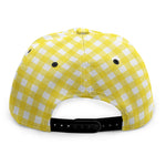 Yellow And White Check Pattern Print Snapback Cap