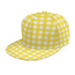 Yellow And White Check Pattern Print Snapback Cap