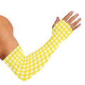 Yellow And White Check Pattern Print Sun Protection Arm Sleeves