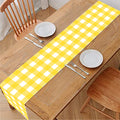 Yellow And White Check Pattern Print Table Runner