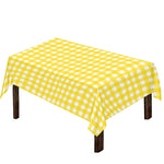 Yellow And White Check Pattern Print Tablecloth