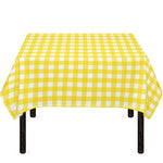 Yellow And White Check Pattern Print Tablecloth