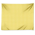 Yellow And White Check Pattern Print Tapestry