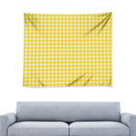 Yellow And White Check Pattern Print Tapestry