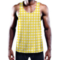Yellow And White Check Pattern Print Men's Workout Tank Top