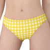 Yellow And White Check Pattern Print Women's Panties