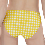 Yellow And White Check Pattern Print Women's Panties