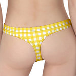 Yellow And White Check Pattern Print Women's Thong