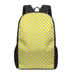 Yellow And White Checkered Pattern Print 17 Inch Backpack