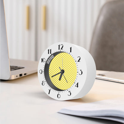 Yellow And White Checkered Pattern Print Alarm Clock