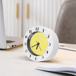 Yellow And White Checkered Pattern Print Alarm Clock
