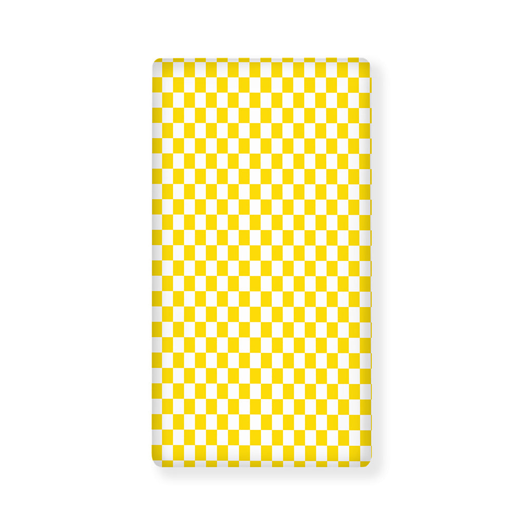 Yellow And White Checkered Pattern Print Baby Crib Sheet