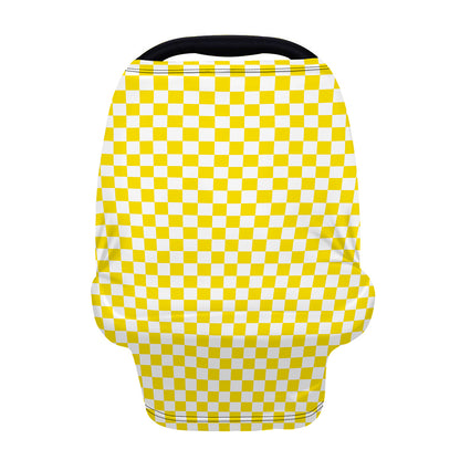 Yellow And White Checkered Pattern Print Baby Seat Cover