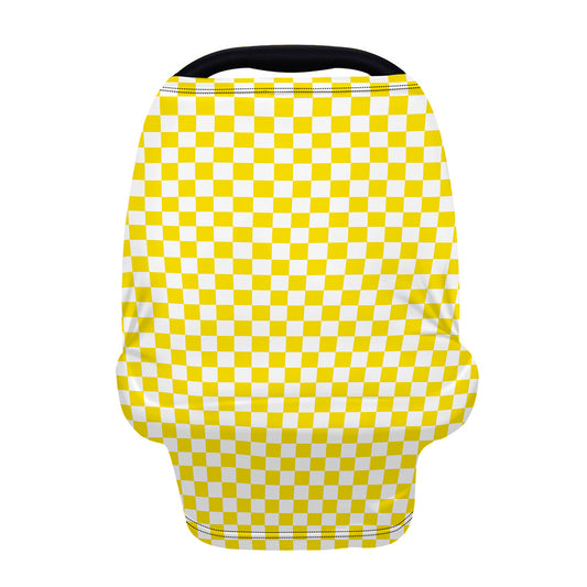 Yellow And White Checkered Pattern Print Baby Seat Cover