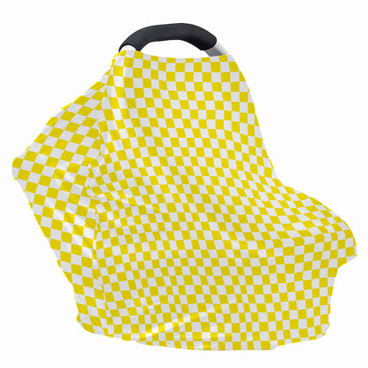 Yellow And White Checkered Pattern Print Baby Seat Cover