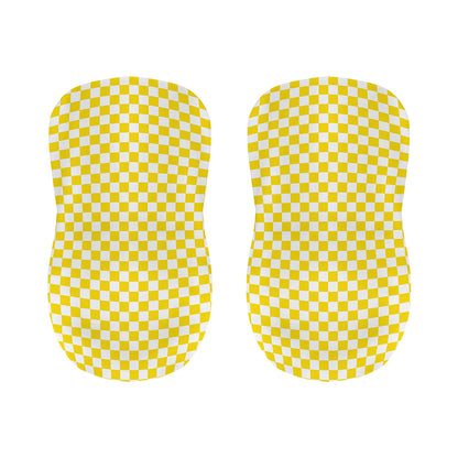 Yellow And White Checkered Pattern Print Bar Stool Covers