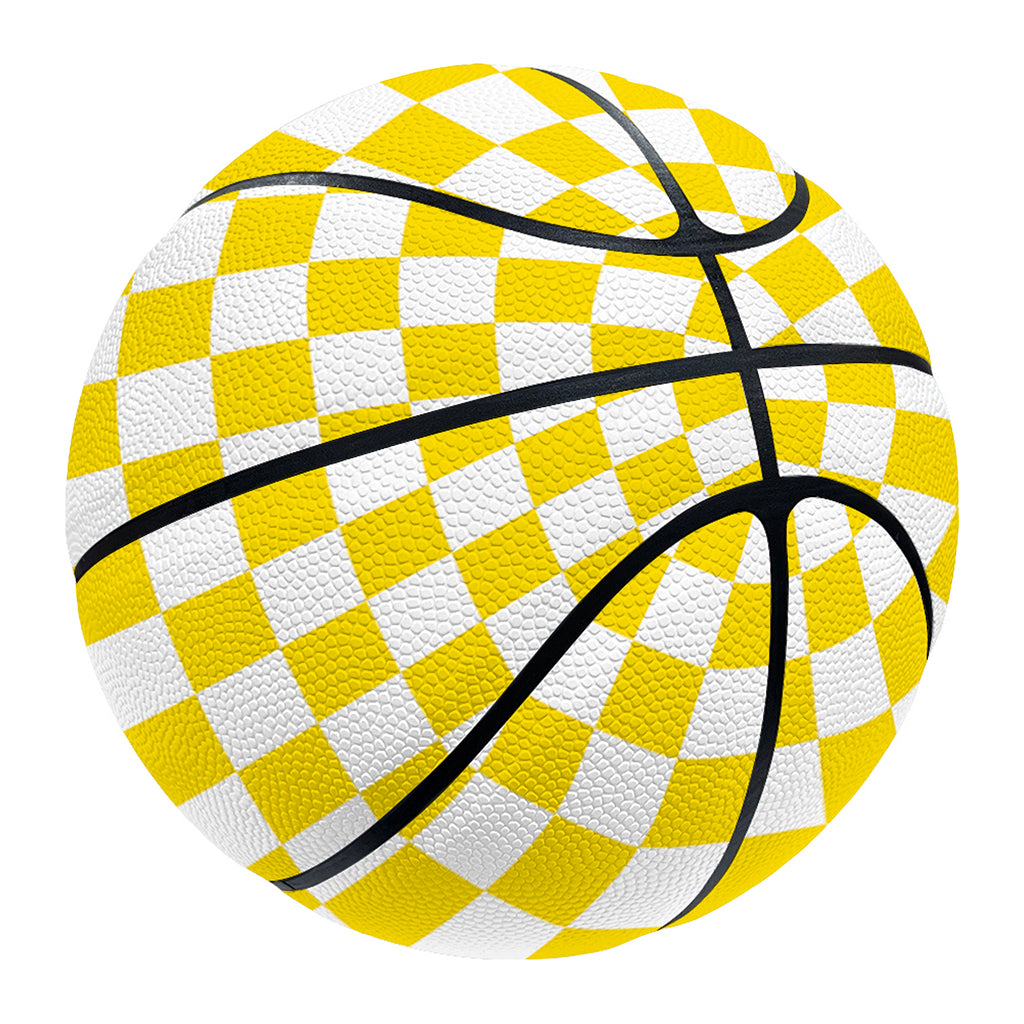 Yellow And White Checkered Pattern Print Basketball