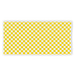 Yellow And White Checkered Pattern Print Beach Towel