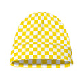Yellow And White Checkered Pattern Print Beanie