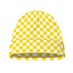 Yellow And White Checkered Pattern Print Beanie