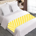 Yellow And White Checkered Pattern Print Bed Runner