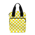 Yellow And White Checkered Pattern Print Bible Tote Bag