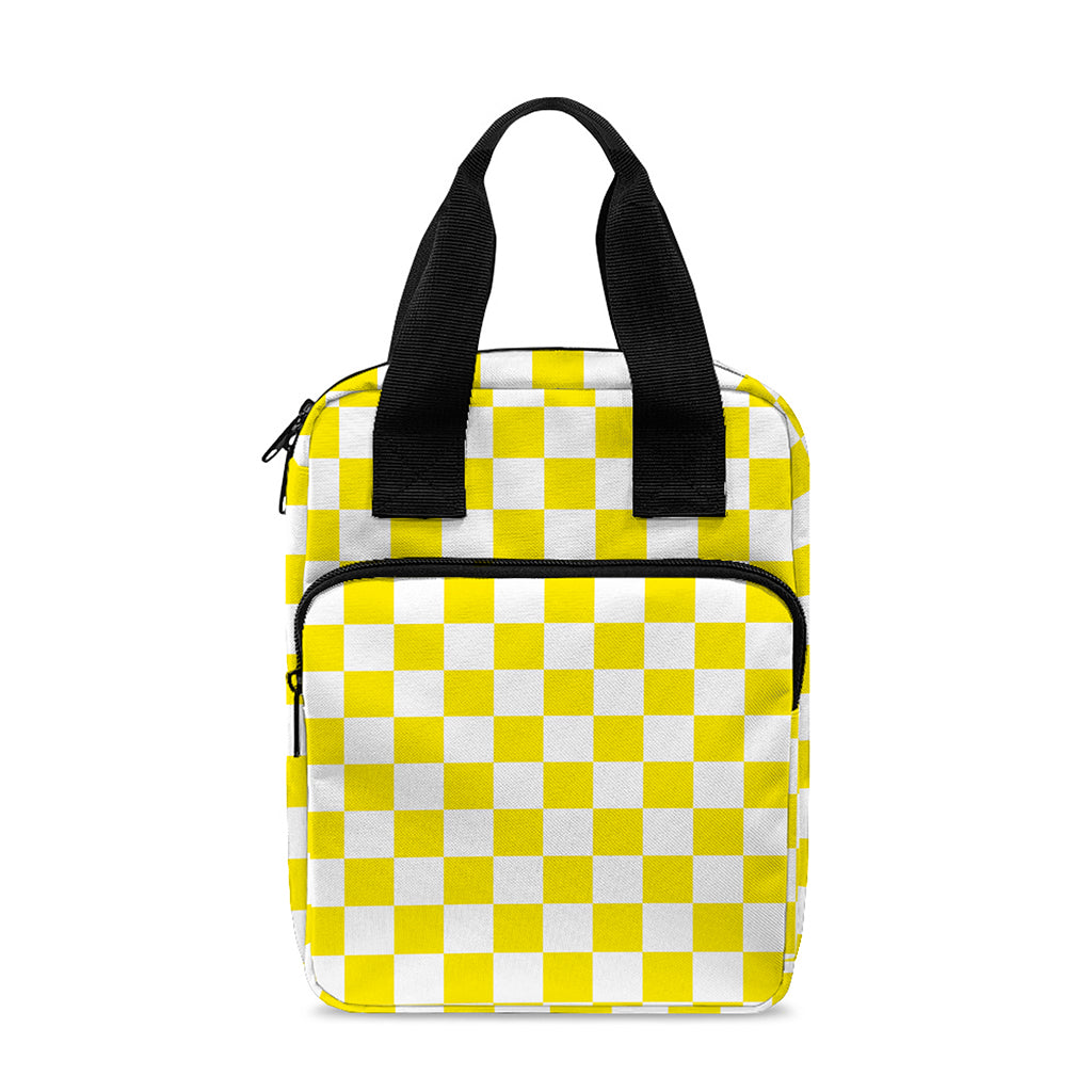 Yellow And White Checkered Pattern Print Bible Tote Bag