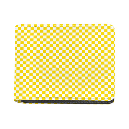 Yellow And White Checkered Pattern Print Bifold Wallet