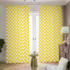 Yellow And White Checkered Pattern Print Blackout Pencil Pleat Curtains