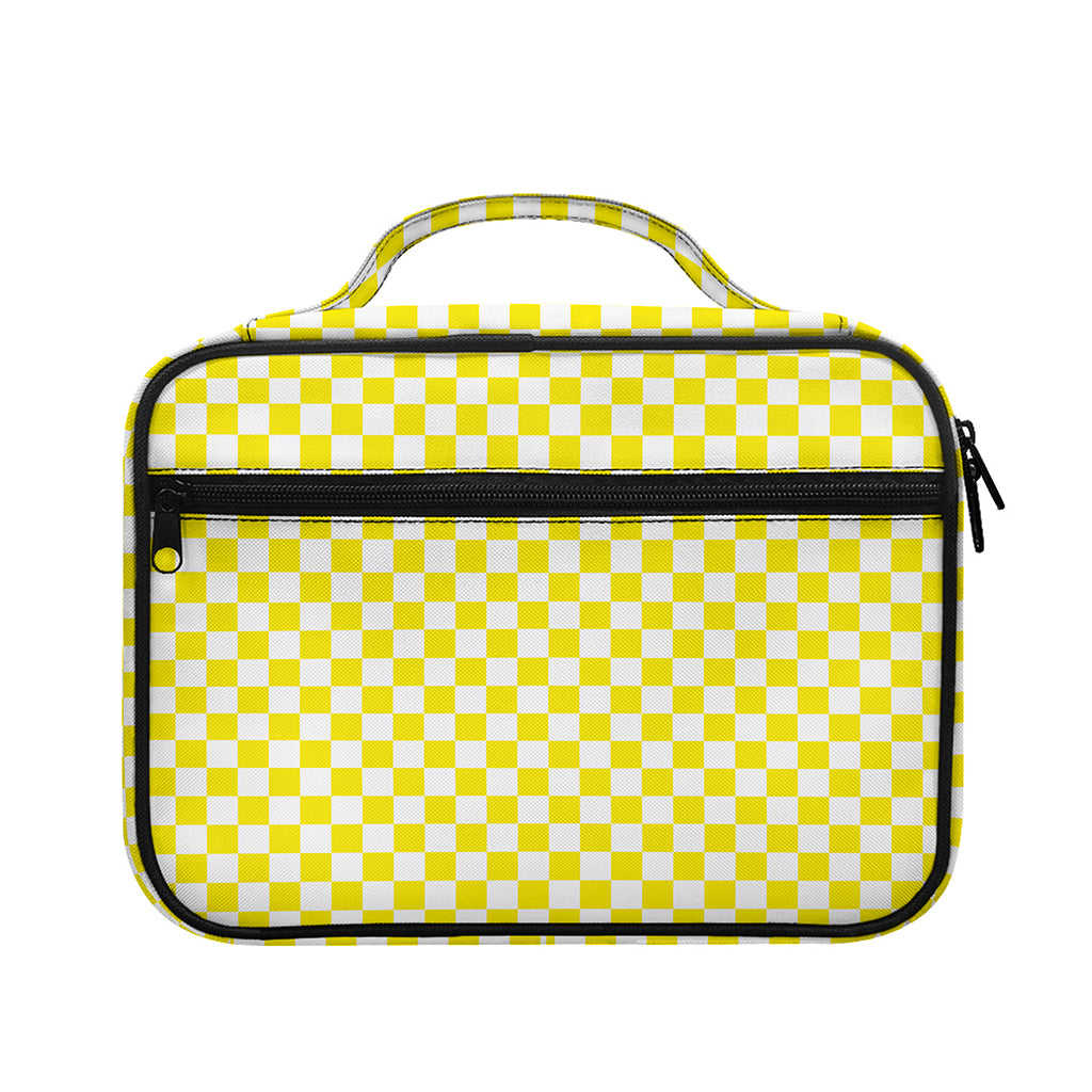 Yellow And White Checkered Pattern Print Briefcase Bible Bag