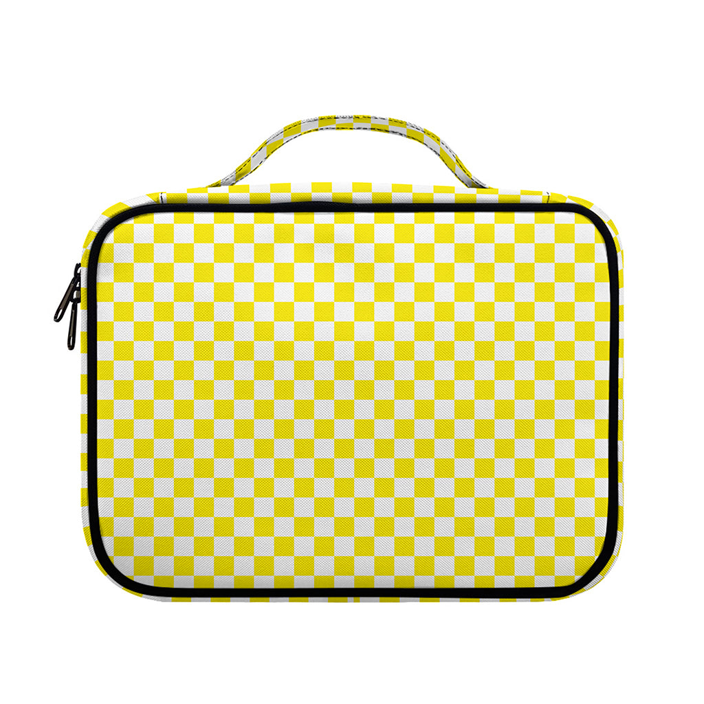 Yellow And White Checkered Pattern Print Briefcase Bible Bag