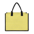 Yellow And White Checkered Pattern Print Canvas Tote Bag