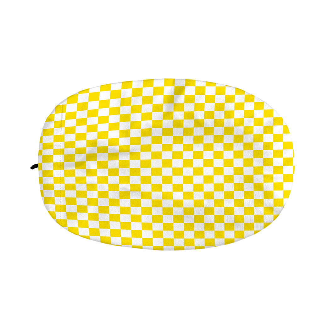 Yellow And White Checkered Pattern Print Car Side Mirror Covers