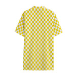 Yellow And White Checkered Pattern Print Cotton Hawaiian Shirt