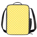 Yellow And White Checkered Pattern Print Crossbody Lunch Bag