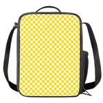 Yellow And White Checkered Pattern Print Crossbody Lunch Bag