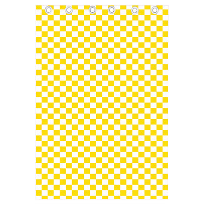 Yellow And White Checkered Pattern Print Curtain