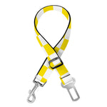 Yellow And White Checkered Pattern Print Dog Seat Belt