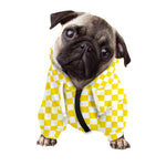 Yellow And White Checkered Pattern Print Dog Zip Up Hoodie