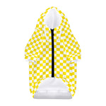Yellow And White Checkered Pattern Print Dog Zip Up Hoodie