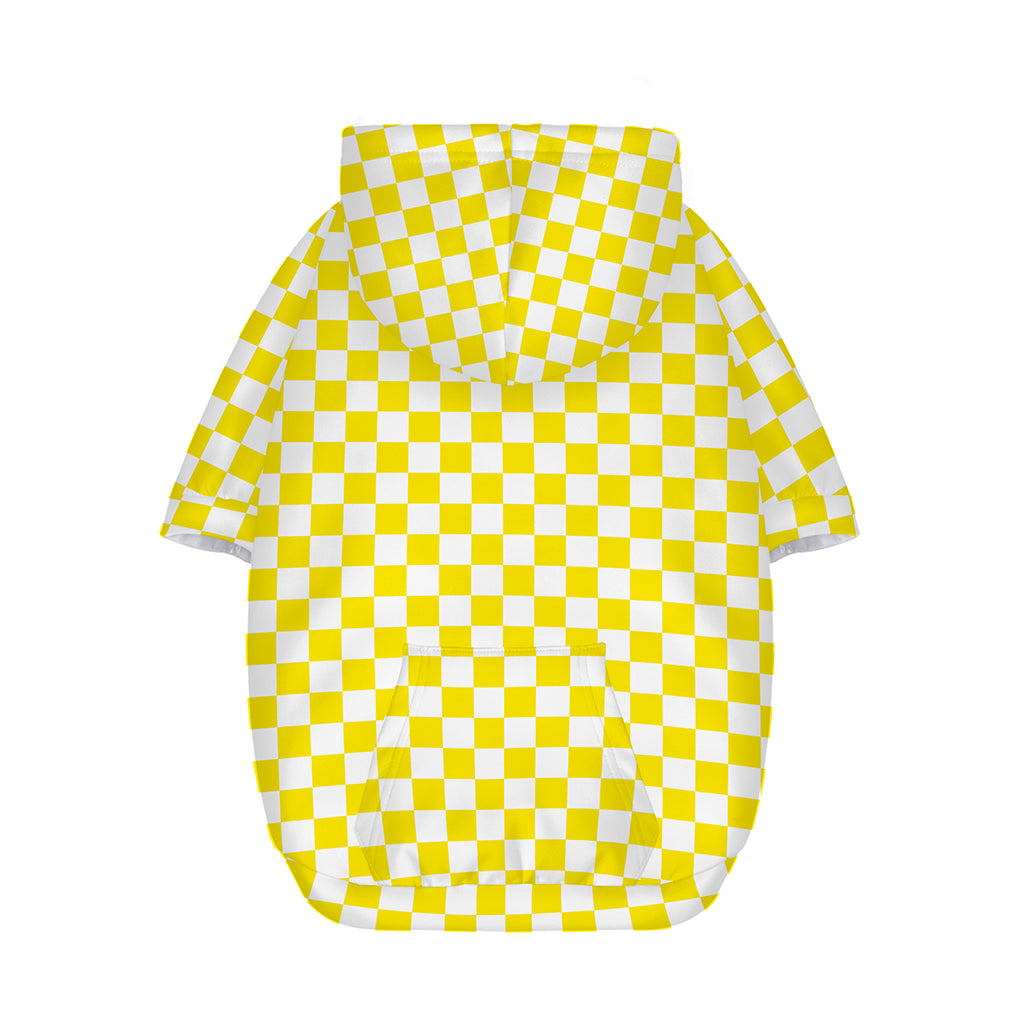 Yellow And White Checkered Pattern Print Dog Zip Up Hoodie