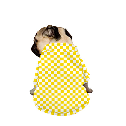 Yellow And White Checkered Pattern Print Dog Zip Up Jacket