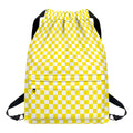 Yellow And White Checkered Pattern Print Drawstring Backpack