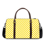 Yellow And White Checkered Pattern Print Duffle Bag