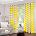 Yellow And White Checkered Pattern Print Extra Wide Grommet Curtains