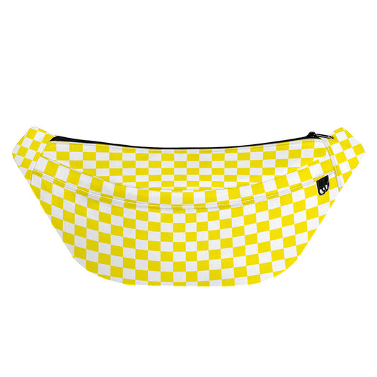 Yellow And White Checkered Pattern Print Fanny Pack
