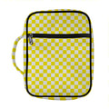 Yellow And White Checkered Pattern Print Front Pocket Bible Bag