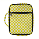 Yellow And White Checkered Pattern Print Front Pocket Bible Bag