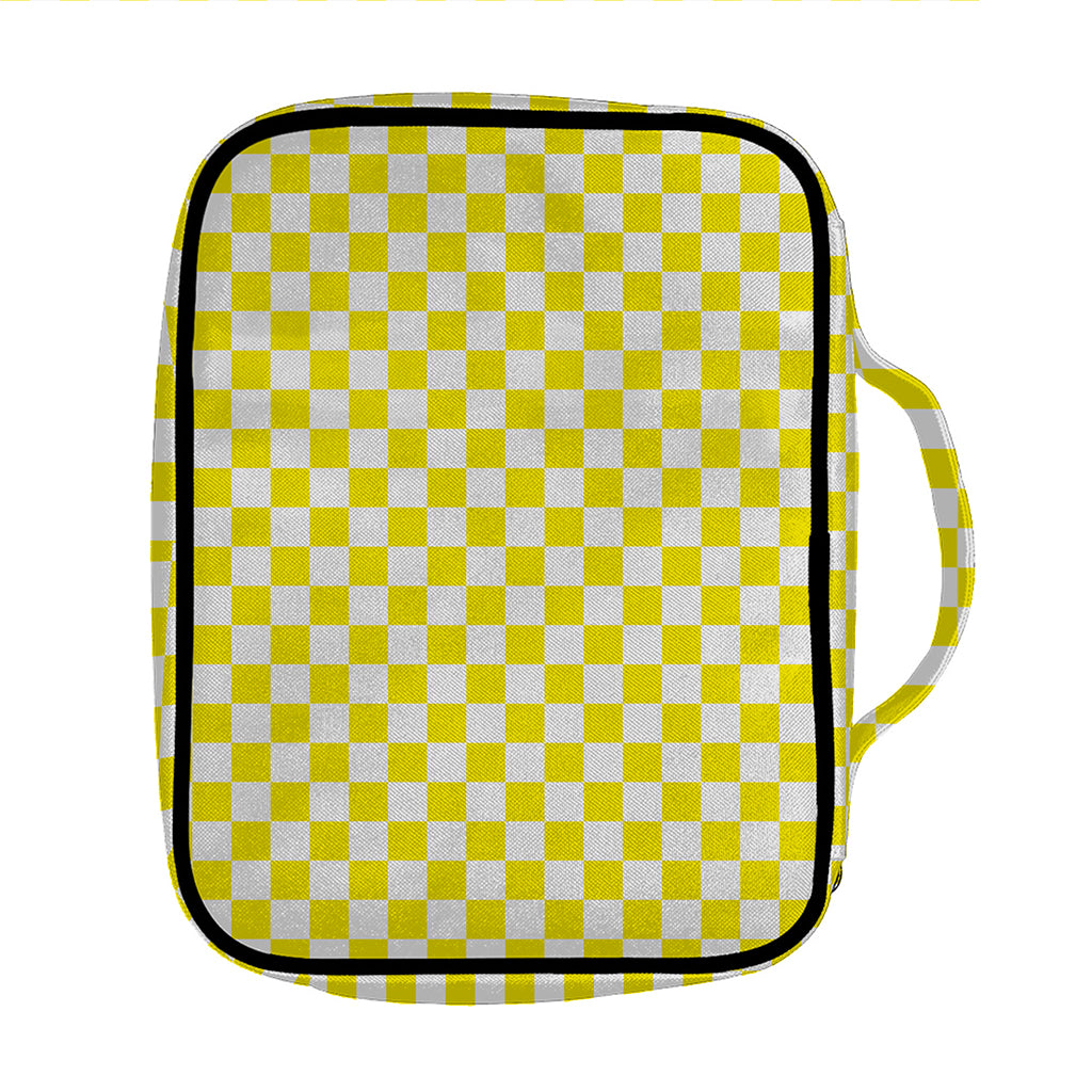 Yellow And White Checkered Pattern Print Front Pocket Bible Bag